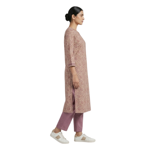 Avni Beige Cotton Printed Floral Pant & Kurta Set